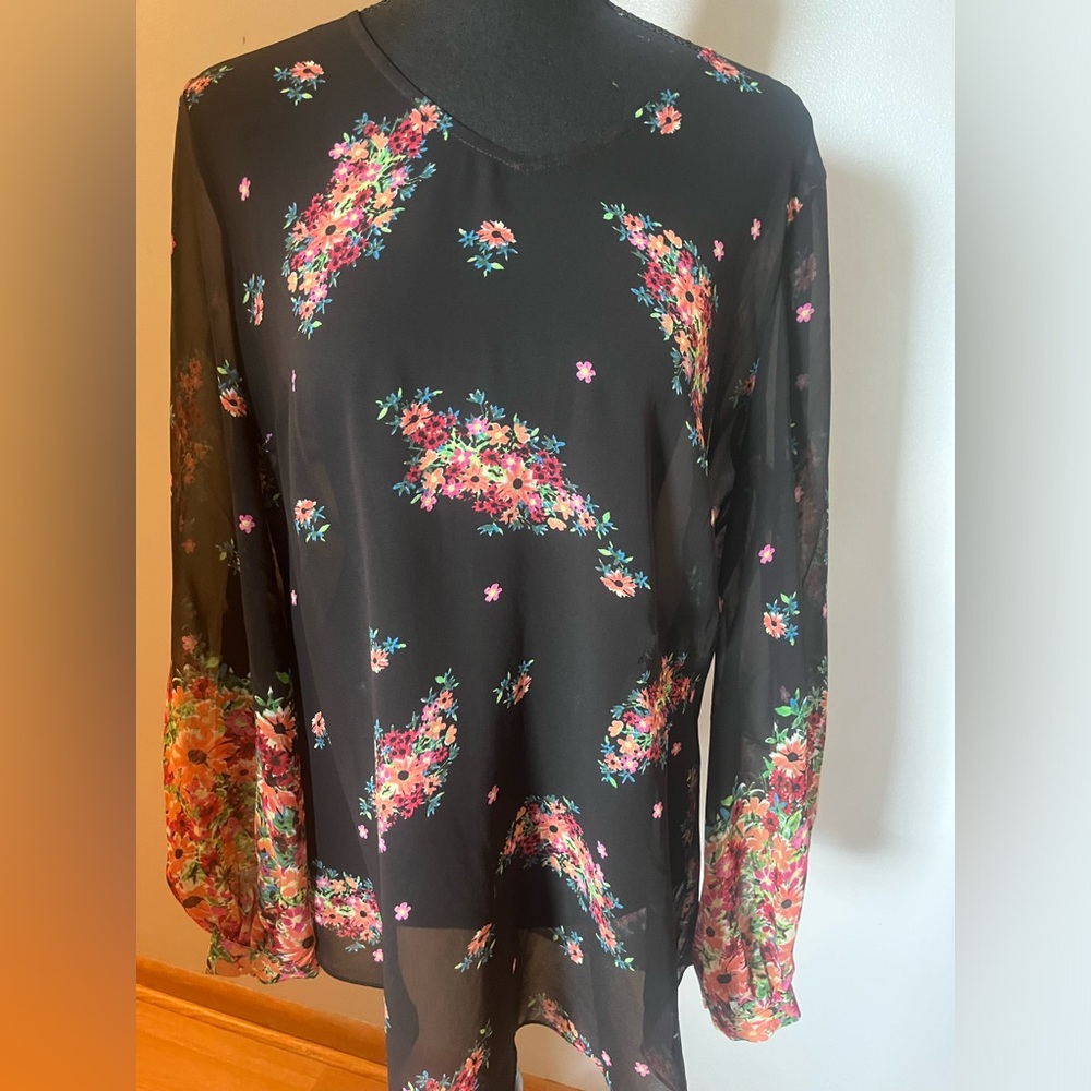 Cabi Sheer Blooming Blouse Size M